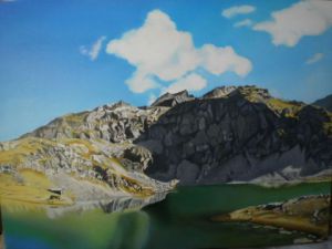 Peinture de Clement MOUCHE: Lac de la corne (Belledonne)