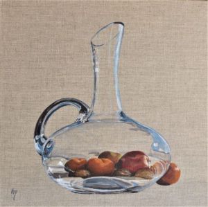 Peinture de annie massollo: Fusion de la Carafe et des fruits d'hiver