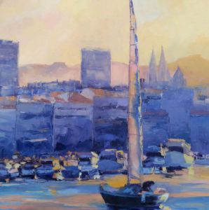 Peinture de Veronique LANCIEN: Lumière d'après-midi sur Marseille