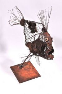 Sculpture de Breval: poisson rouille