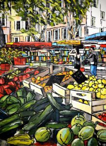 Peinture de JIEL: marché de Aix en Provence