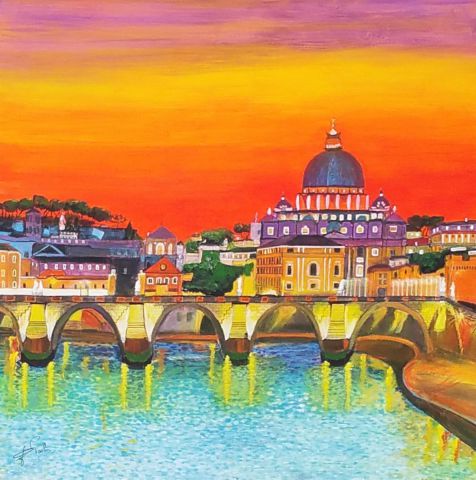 ROME : coucher de soleil - Peinture - Paoli