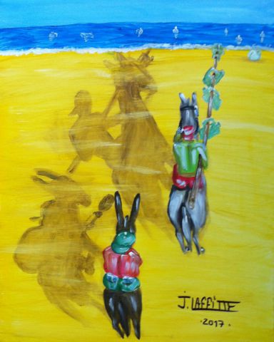 Don Quichotte et la chasse au Gaspi - Peinture - LAFFITTE Jacky
