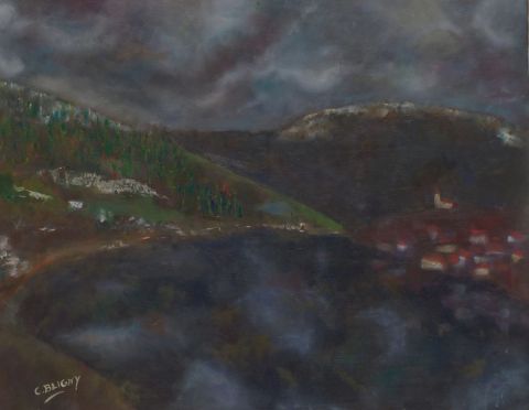 L'artiste Christian Bligny - Un soir en montagne