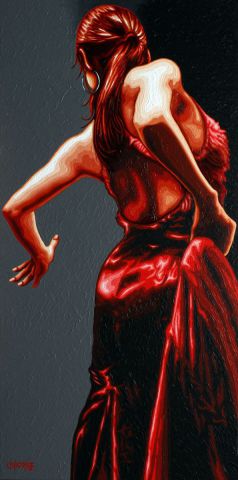 Femme Flamenca - Peinture - guionie jean