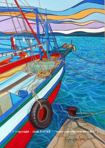 AU BOUT DU QUAI, LE CHALUTIER - Peinture - ALAIN FAURE AU BOUT DU QUAI, LE CHALUTIER - Peinture - ALAIN FAURE