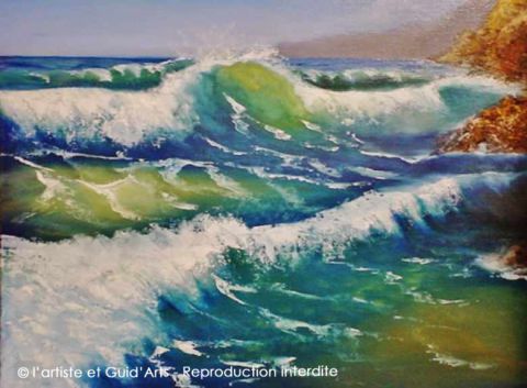 mer houleuse - Peinture - pierrette foca