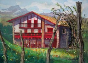 Peinture de ronald: Ferme Basque à SARE 