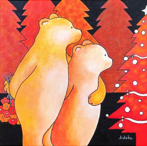 Premier Noël de l'ours polaire ! - Peinture - Jideka