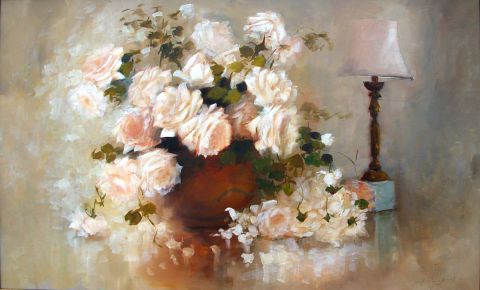 La galerie d'art GALERIEDART Faouzizneidi - roses blanche