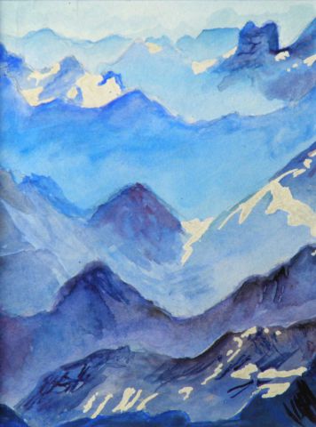 Aquarelle : Montagnes (30 x 24 cm) - Peinture - Roselin-Art