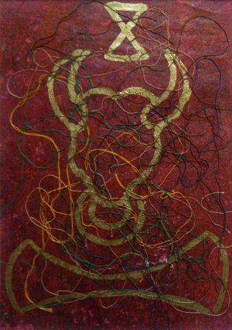 Dessin à la peinture et collage. Le Minotaure - Peinture - Roselin-Art Dessin à la peinture et collage. Le Minotaure - Peinture - Roselin-Art