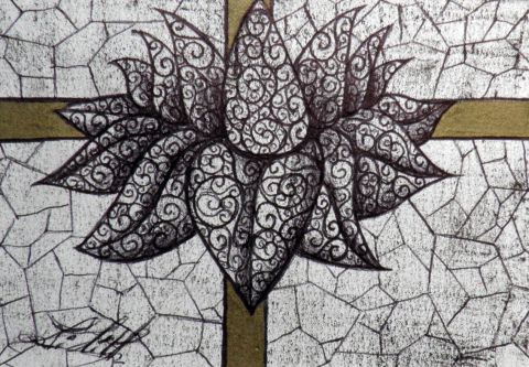 Dessin au stylo. Titre: Cadeau - Dessin - Roselin-Art Dessin au stylo. Titre: Cadeau - Dessin - Roselin-Art