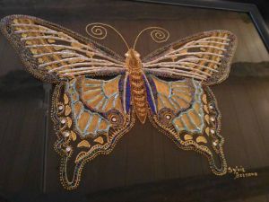 Vitrail de Sylvie Bouzana Leandre: le papillon