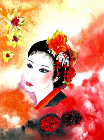 Une geisha - Peinture - kirovana