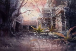 Peinture de Alexis Le Borgne: Au crépuscule 