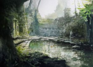 Peinture de Alexis Le Borgne: Ruine d'une civilisation... 