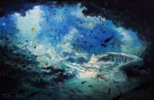 Peinture de Alexis Le Borgne: Monde sous marin 