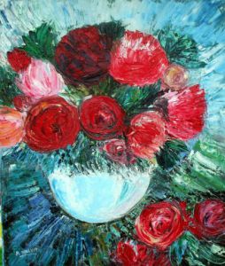 Peinture de roselyne halluin: le bouquet rond