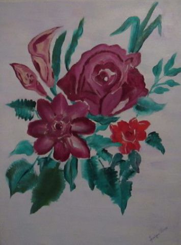 TRIO DE ROSES - Peinture - JODAFLEURS