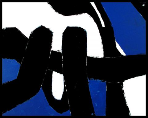 Abstrait bleu et noir - Peinture - KARPEG 