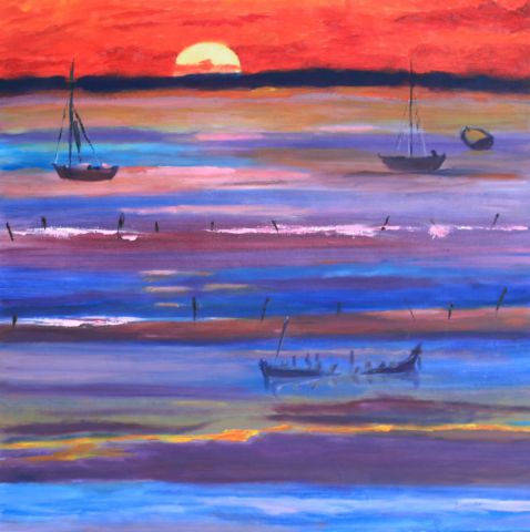 paysage marin abstrait - Peinture - bianciotto
