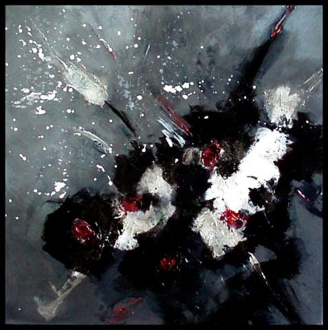 Black flowers - Peinture - KARPEG 