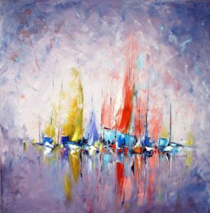 Peinture de francis JALIBERT: Flottille colorée