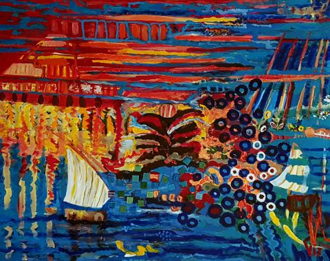 Conversation sur le Nil - Peinture - Virginie Droz-Rouden