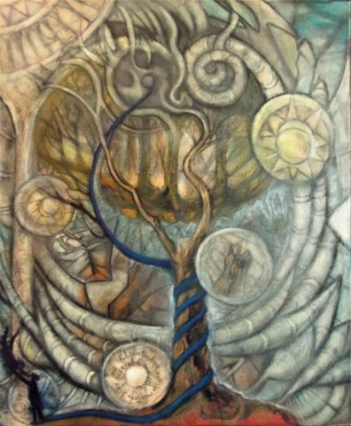 Et son ombre est un manteau bleu accroché aux étoiles - Peinture - LAURENT DESMEULLES Et son ombre est un manteau bleu accroché aux étoiles - Peinture - LAURENT DESMEULLES