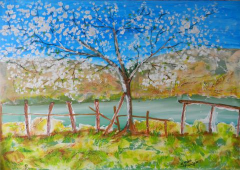 Cerisier au printemps - Peinture - Jarymo
