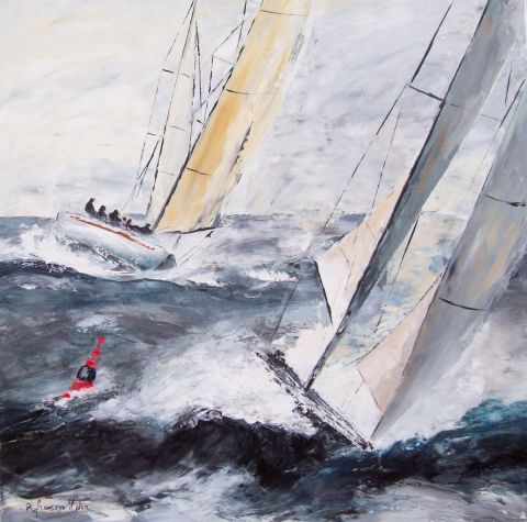 voiliers dans la tempete - Peinture - francoise ader voiliers dans la tempete - Peinture - francoise ader