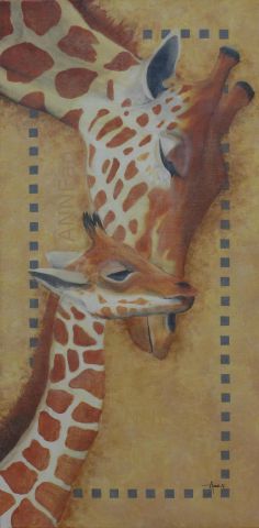 Maman girafe et son petit - Peinture - ANNEap Maman girafe et son petit - Peinture - ANNEap