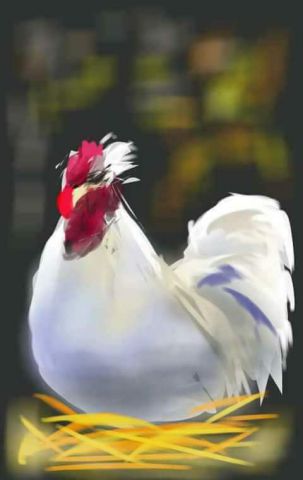 Le coq blanc - Art numerique - Jacky Patin