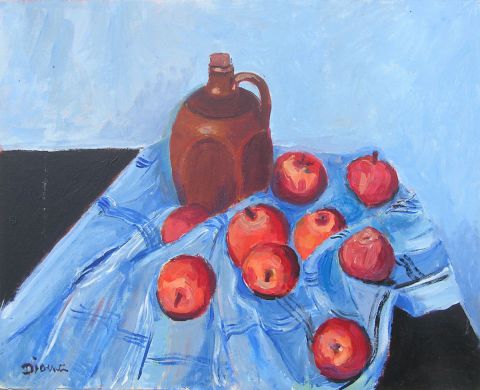 pichet et pommes - Peinture - DENISE JOUVE
