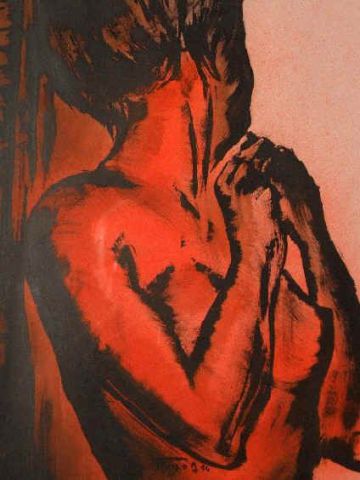 Le nu rouge - Peinture - Alain Trovato 