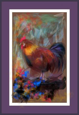 L'artiste Jacky Patin - Le coq tout en couleur... 