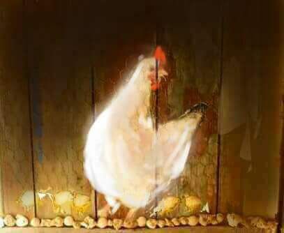 L'artiste Jacky Patin - La grosse poule blanche... 