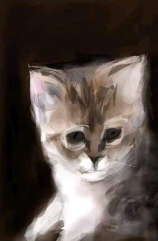 L'artiste Jacky Patin - Le petit chat guette... 