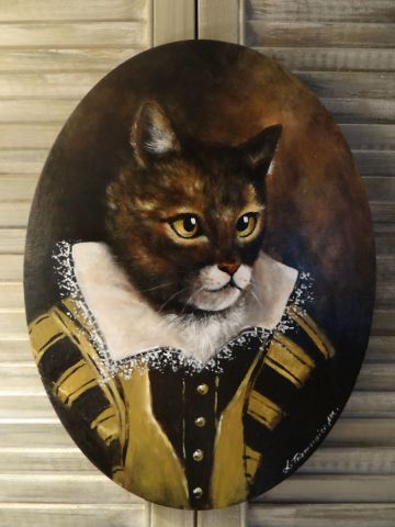 Portrait chat costumé - Peinture - le trionnaire