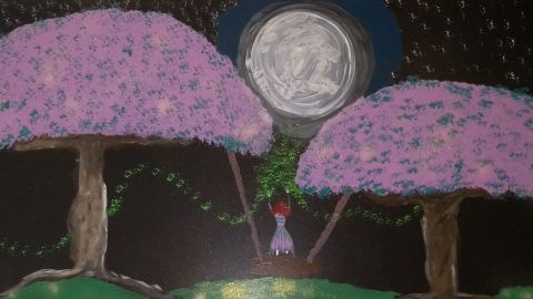 L'artiste elena - lucioles menant à  la lune