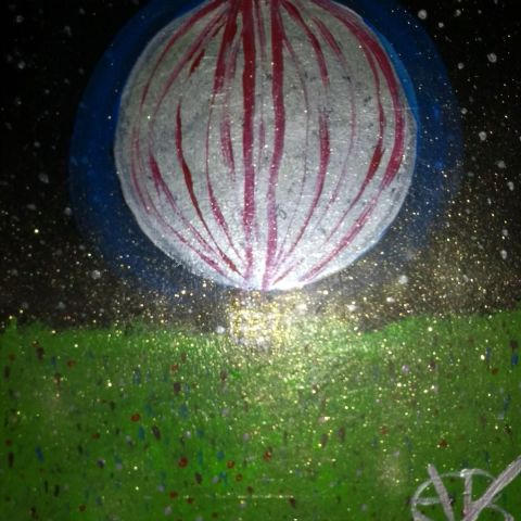 lune montgolfière - Peinture - elena