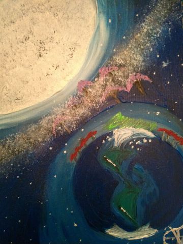 L'artiste elena - lune enviant  la terre