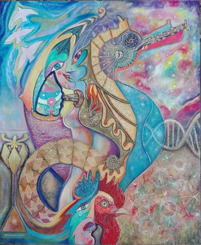 L'Amazone et l'Hippocampe - Peinture - Patrick Guerchet
