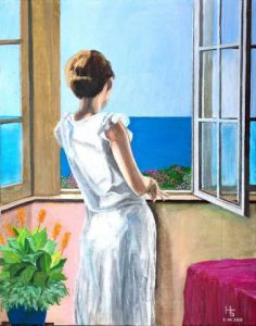 Peinture de Henri SACCHI: Fenêtre sur mer
