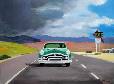 Route 66 - Peinture - Henri SACCHI