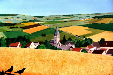 Corbeaux veillant sur les blés - Peinture - Henri SACCHI