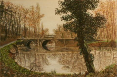Pont roman - Peinture - Andr JAVEL