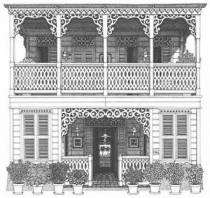 Dessin de Francois MOLL: 05 - Facade - Maisons de Style Créole 