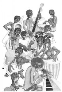 Dessin de Francois MOLL: CARIBBEAN JAZZ BAND ORCHESTRA
